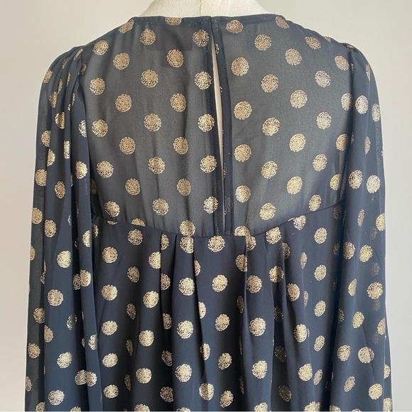 SHOW ME YOUR MUMU Long Sleeve Black Top Gold Polka Dot Bishop Sleeves Size M - Picture 9 of 16